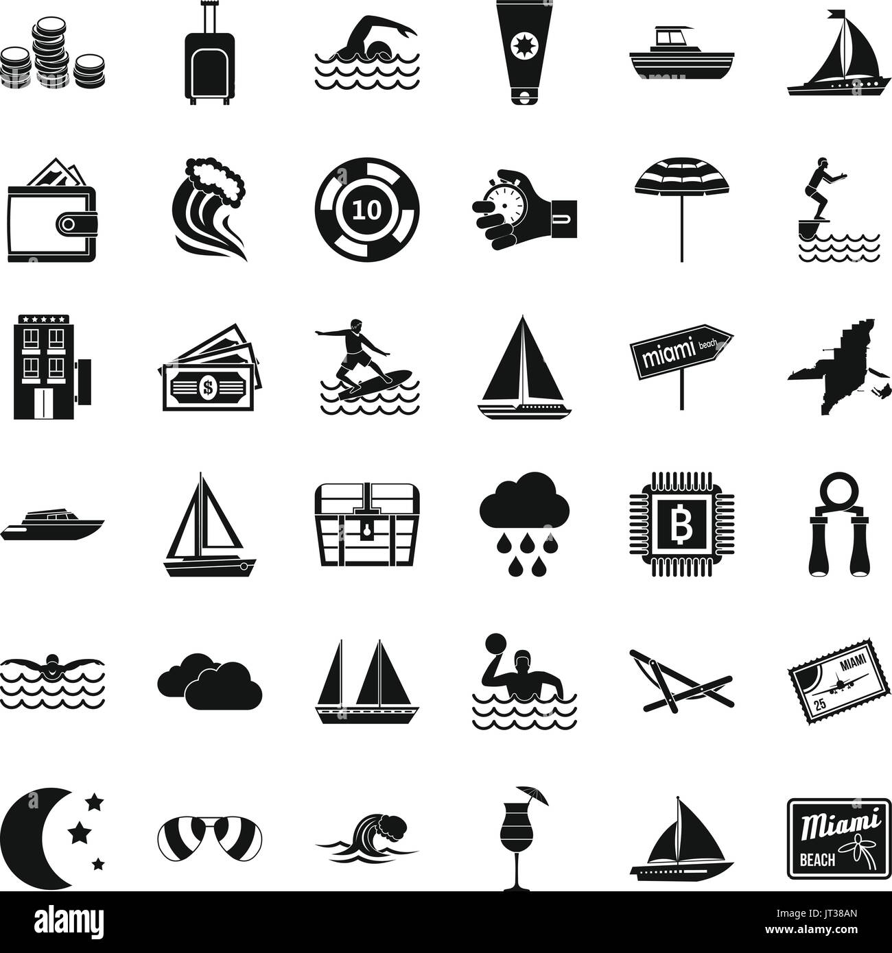 Springen Sie in Wasser Icons Set, einfachen Stil Stock Vektor