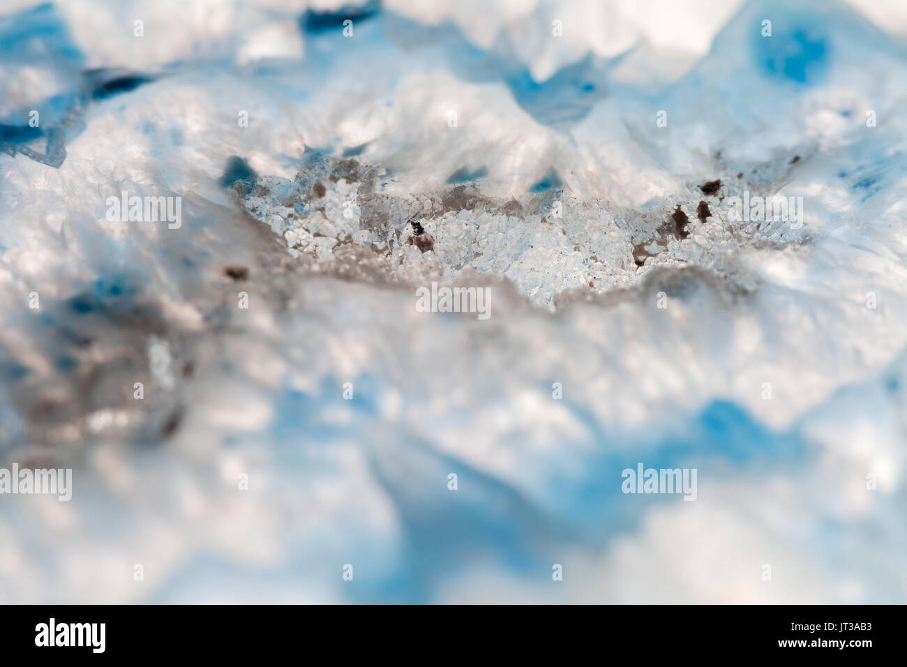 Extreme Makro aus blauem Achat Scheibe Mineral, abstrakten Hintergrund Stockfoto