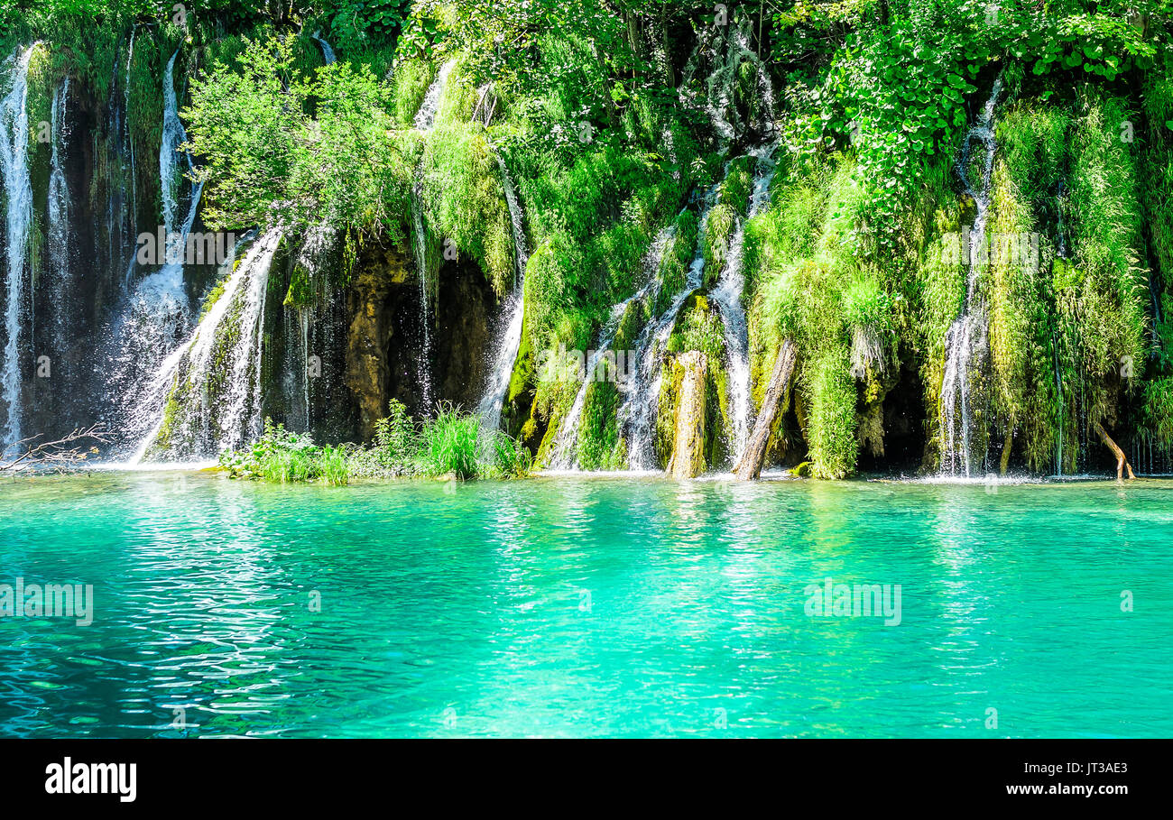 Wasserfall im Nationalpark Plitvice. Stockfoto