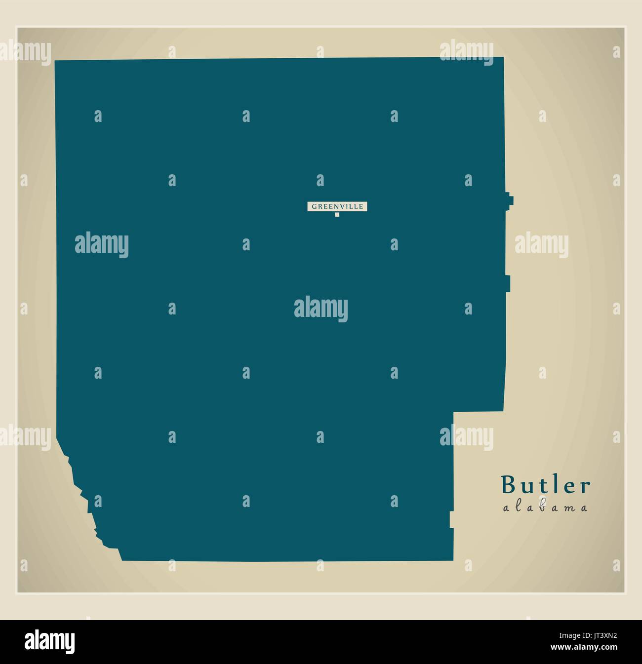 Moderne Karte - Butler Alabama Grafschaft USA Abbildung Stock Vektor