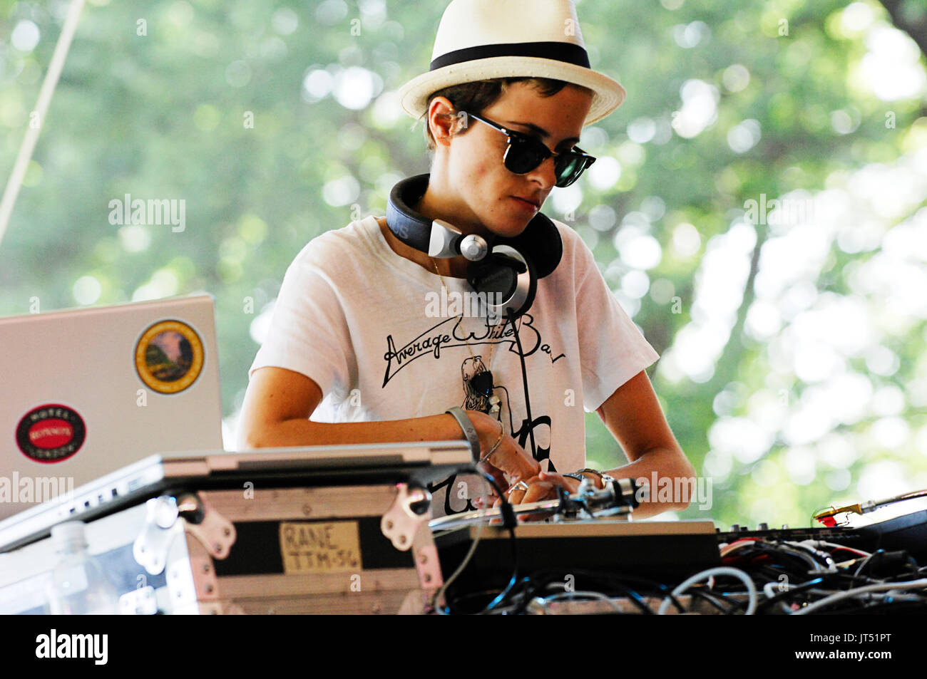 DJ Samantha Ronson spielt 2008 Lollapalooza Music Festival Grant Park Chicago. Stockfoto