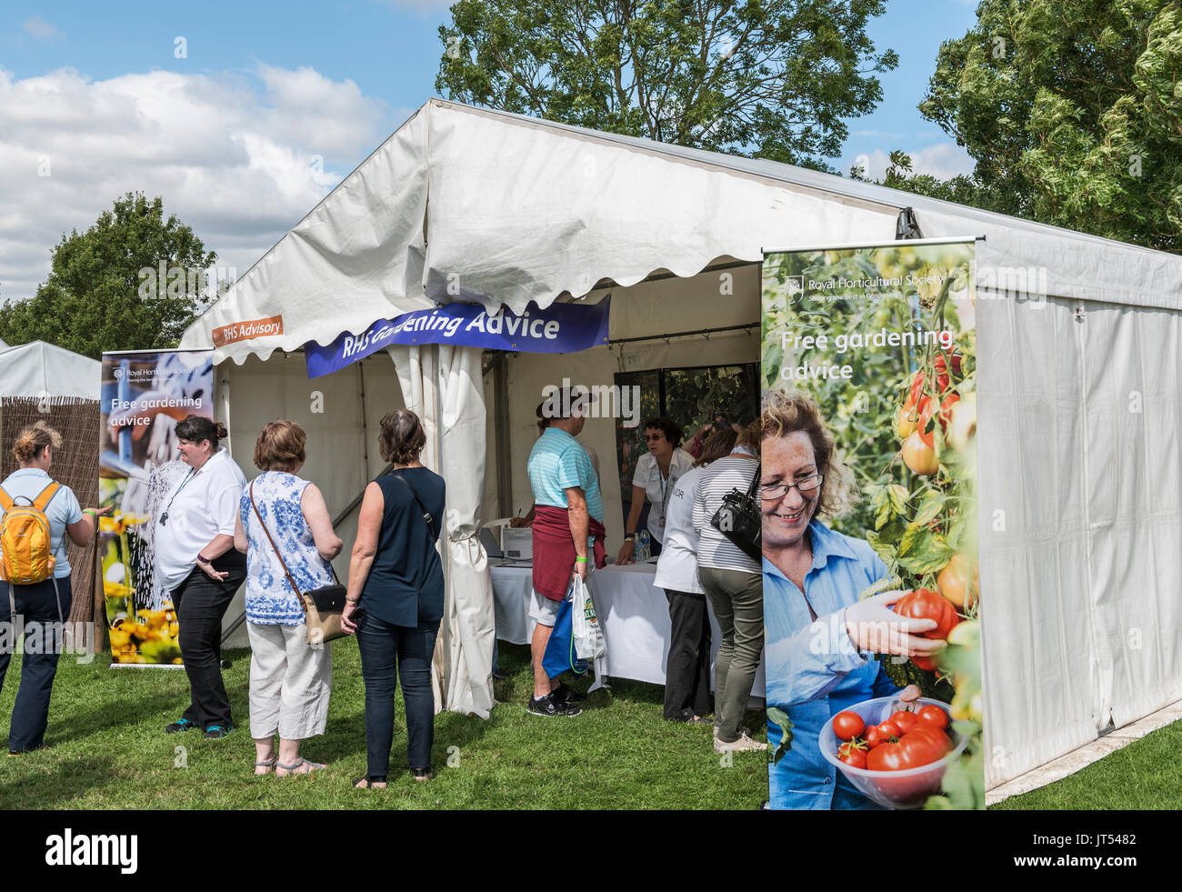 Freie Anlage beratend an der RHS flower show. Stockfoto