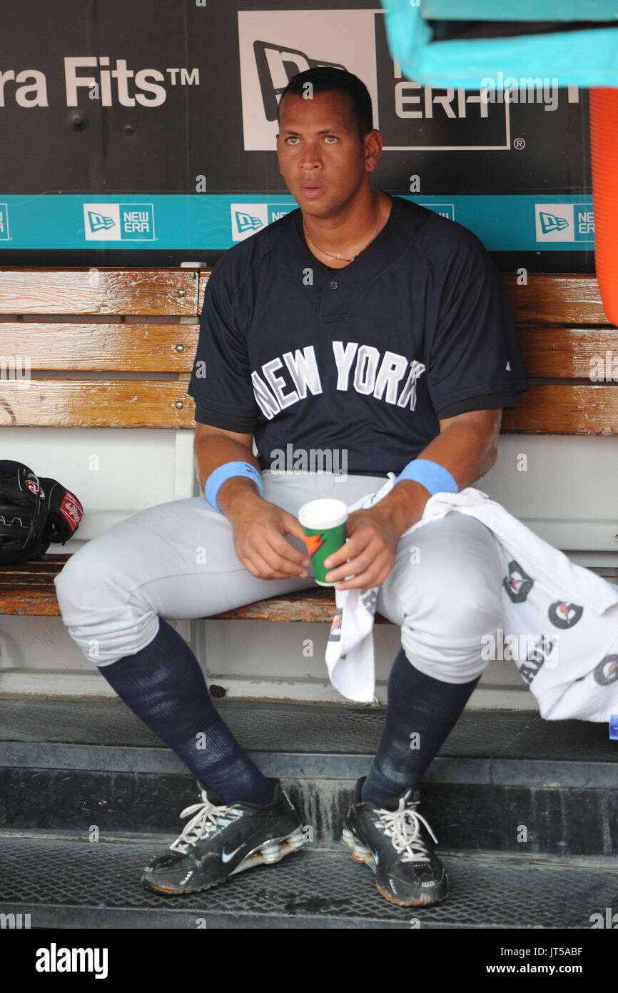 NY Yankees 3 b Alex Rodriquez am Wimper Praxis an Land Shark Stadion an 21. Juni 2009 in Miami, Florida. © MPI04 / MediaPunch. KEINE NY TAGESZEITUNGEN *** Stockfoto