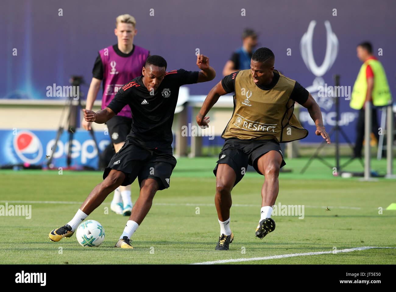 Manchester United Anthony Martial auf den ball während des Trainings in der Philip II Arena, Skopje, Mazedonien. Stockfoto