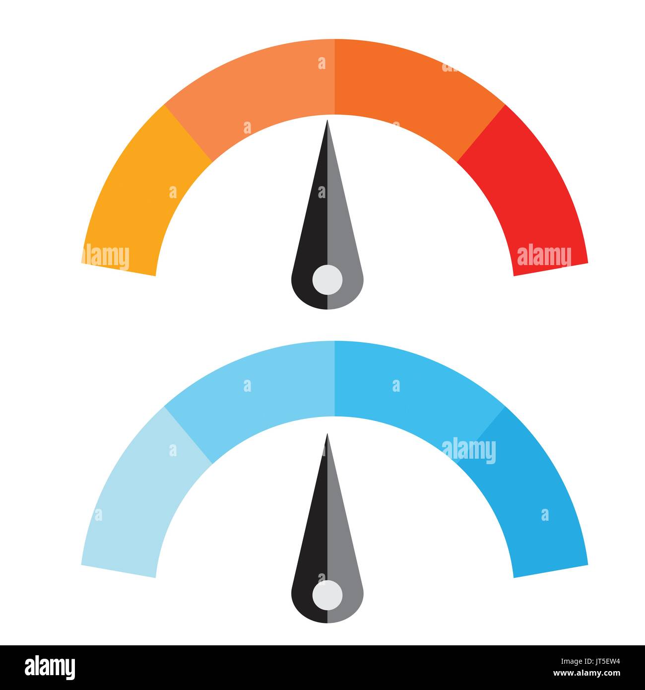 Vector Illustration der Temperatur Messgerät mit warmen und kühlen Ebenen, Flat, EPS 10. Stock Vektor