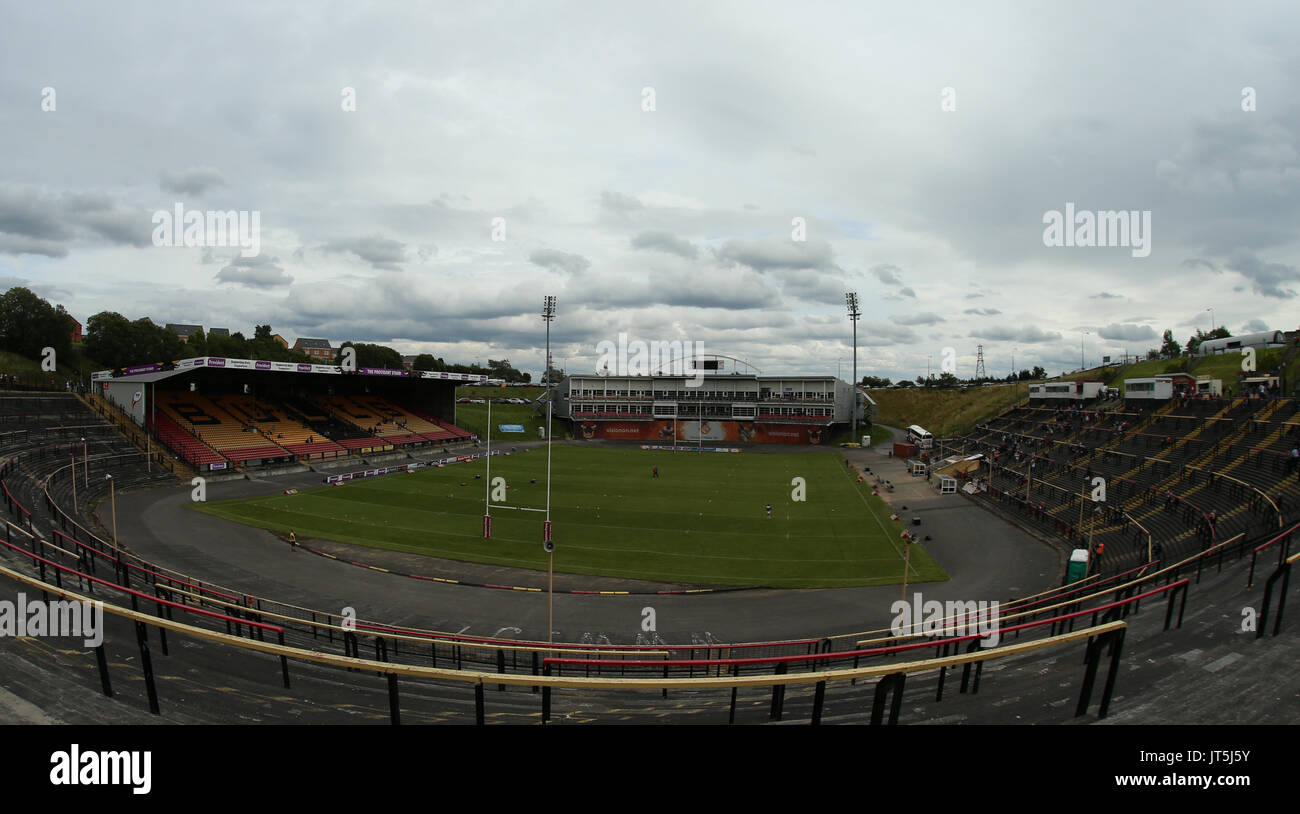 Allgemeine Stadion Blick auf die fürsorgende Stadium, vor Bradford Bulls vs Toulouse Olympique während der Rugby League Championship Shield Runde 1 Cla Stockfoto