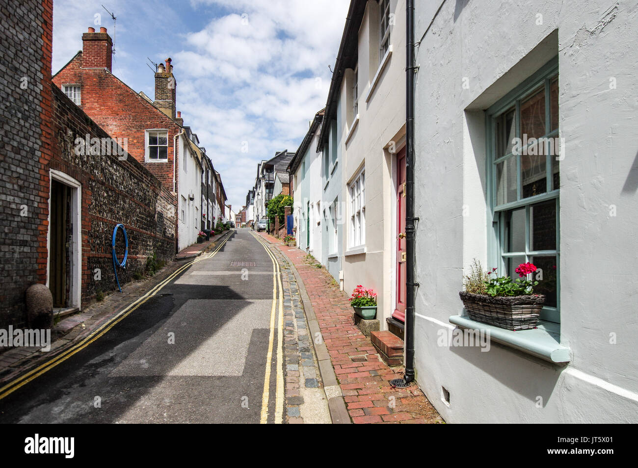 Ruhigen Straße in der historischen Stadt Lewes in East Sussex Stockfoto
