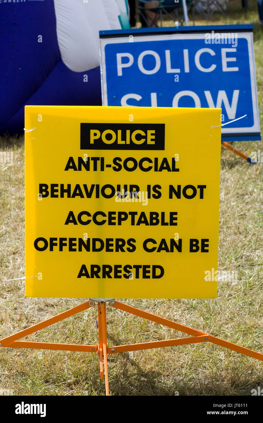 Polizei Anti soziales Verhalten Zeichen Stockfoto