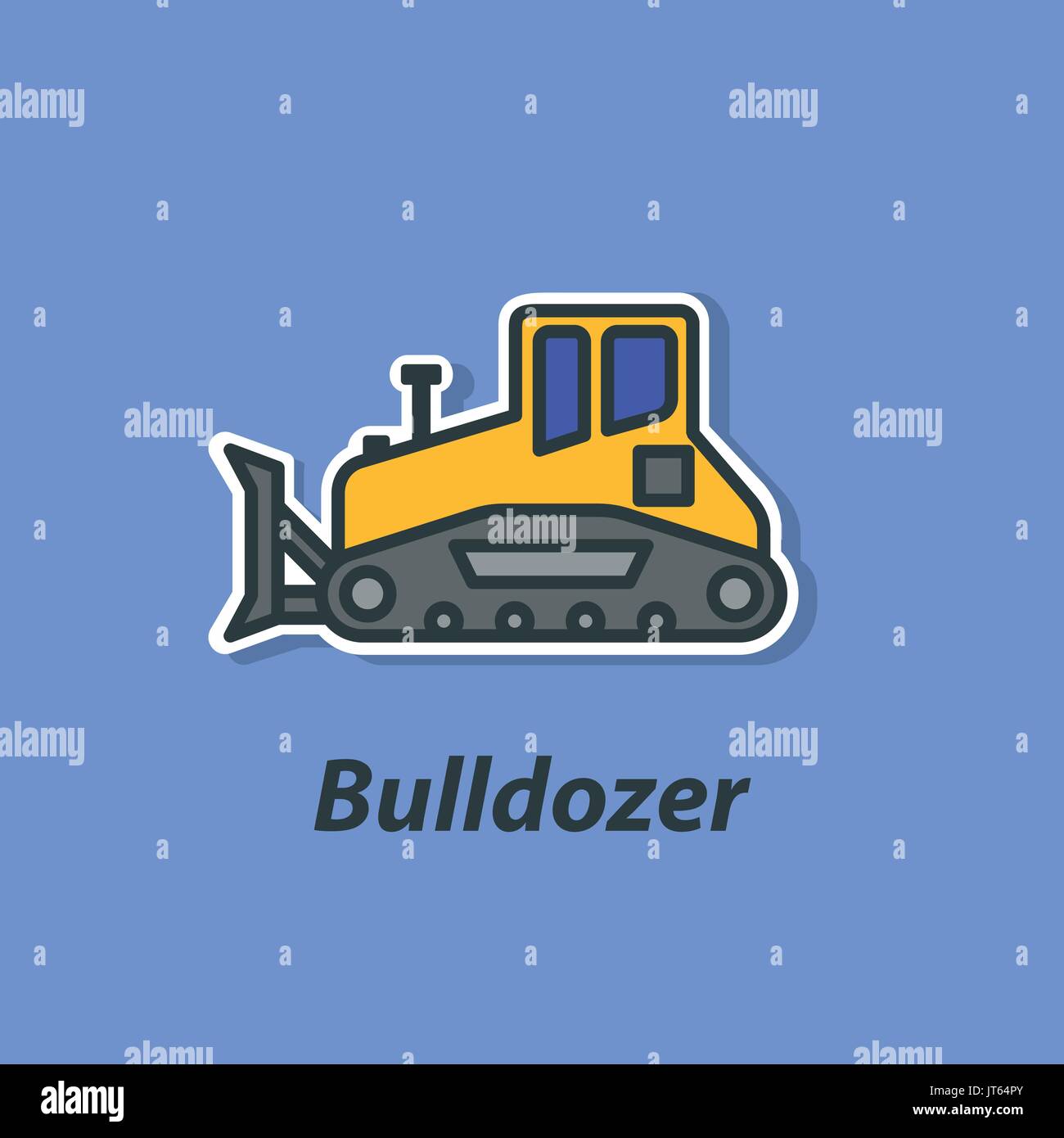 Bulldozer Farbe Flachbild-Symbol. Stock Vektor
