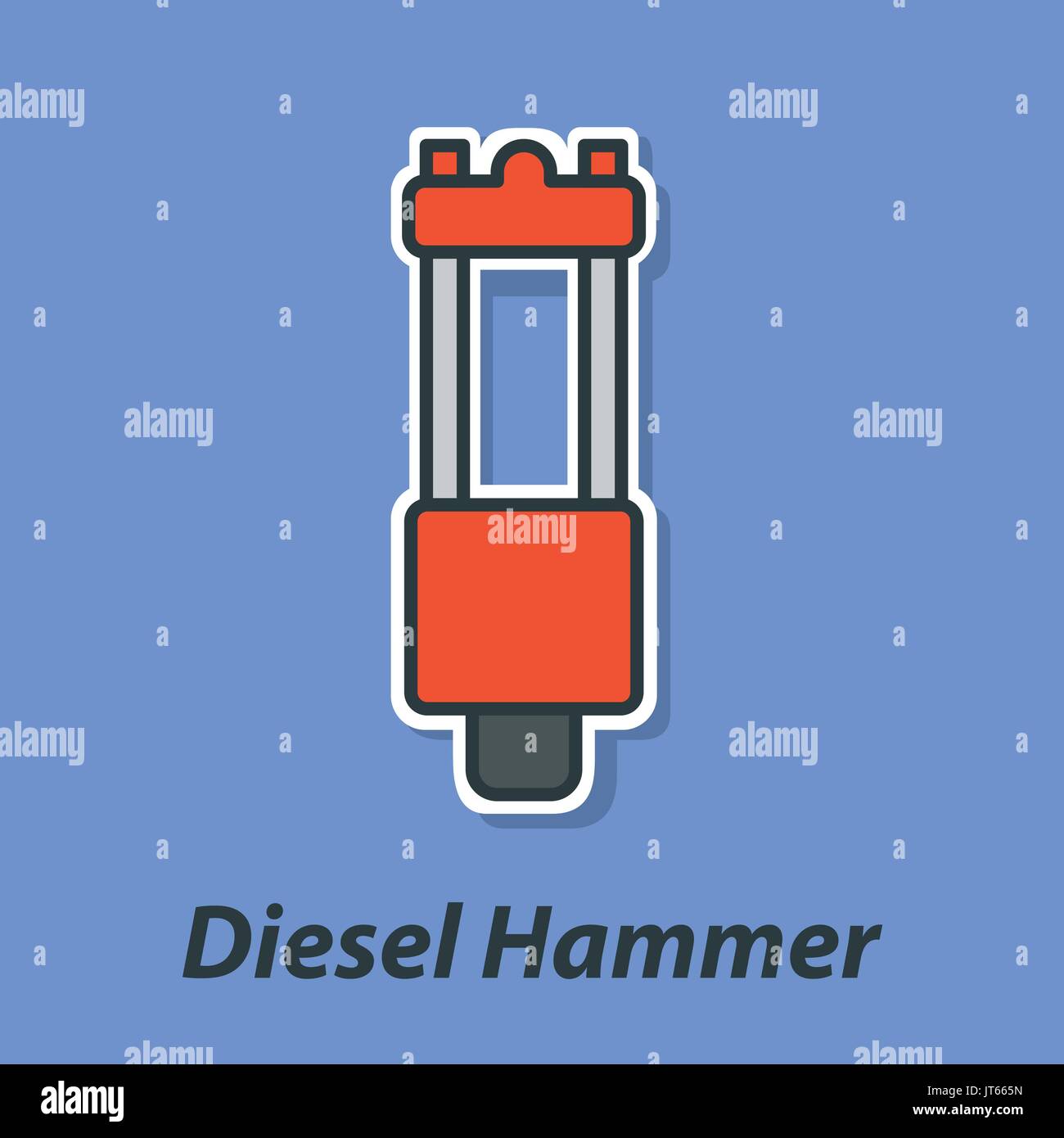 Diesel hammer Farbe Flachbild-Symbol. Stock Vektor