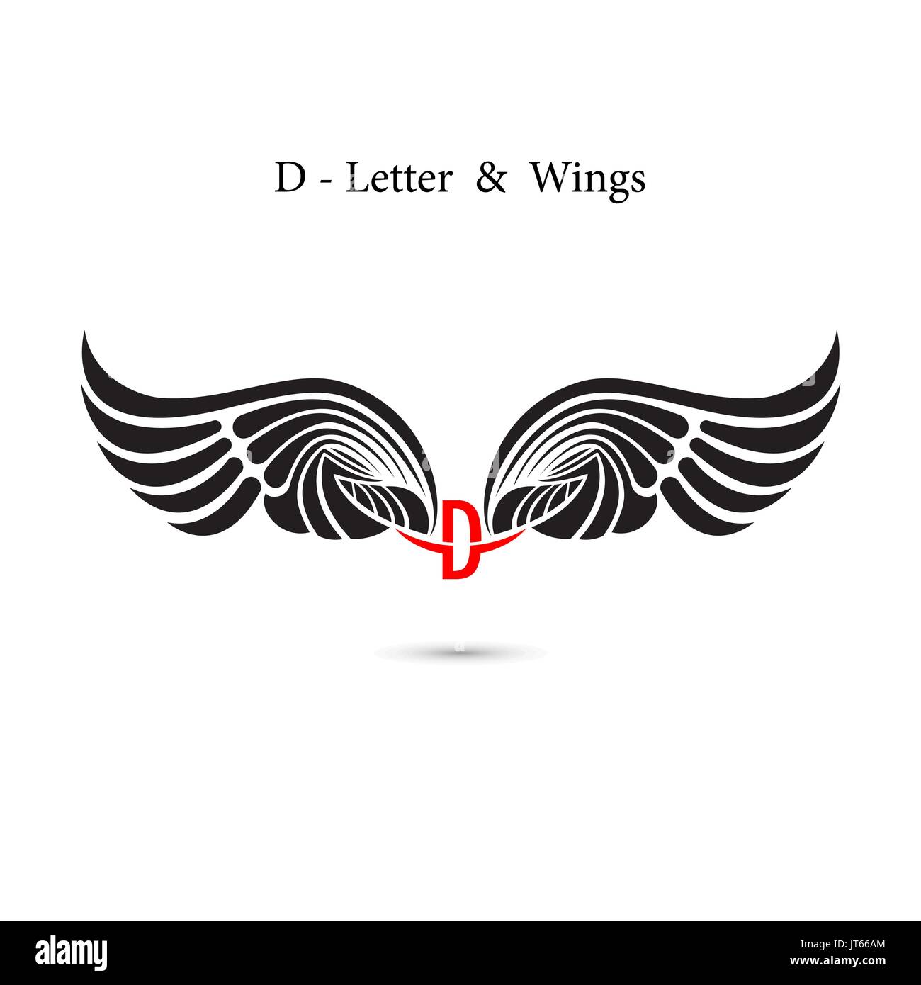 D-Brief unterzeichnen und Angel Wings. Monogramm wing Logo mockup. classic Emblem. Elegante dynamische Buchstaben des Alphabets mit Flügeln. kreatives Gestaltungselement. Corporate b Stock Vektor