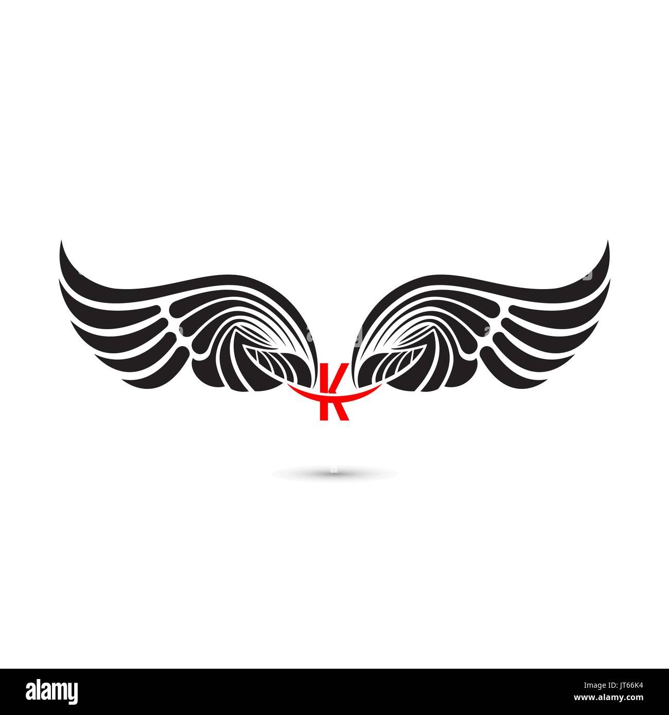 K-Brief unterzeichnen und Angel Wings. Monogramm wing Logo mockup. classic Emblem. Elegante dynamische Buchstaben des Alphabets mit Flügeln. kreatives Gestaltungselement. Corporate b Stock Vektor