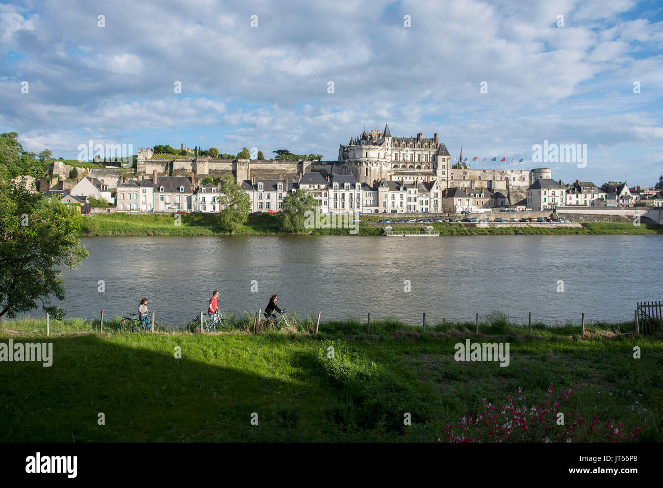 Amboise (Frankreich): die Loire, die Stadt und die Burg. Das Chateau d'Amboise gehört zu den Schlössern der Loire Tal (' Chateaux de la Stockfoto