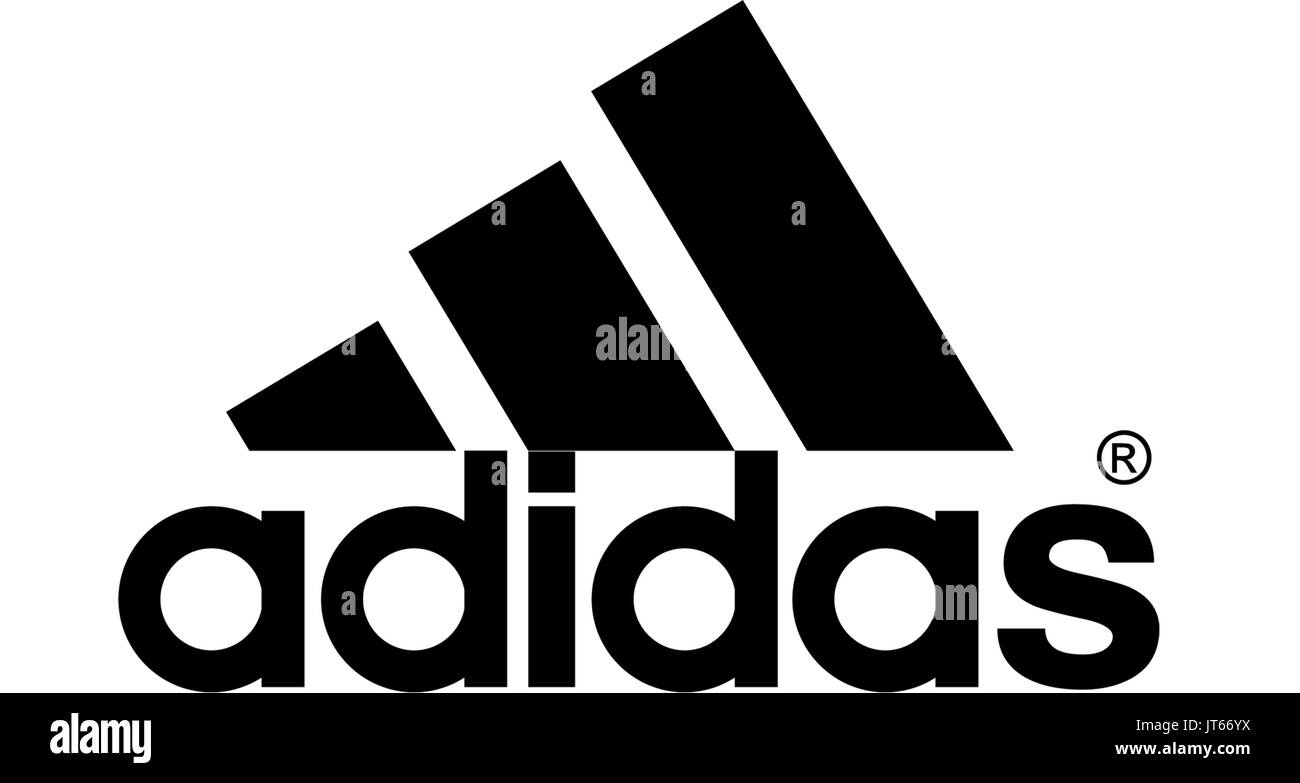 Addidas, deutschen Sportartikelhersteller, Firmenlogo, DAX 30-Unternehmen Stockfoto