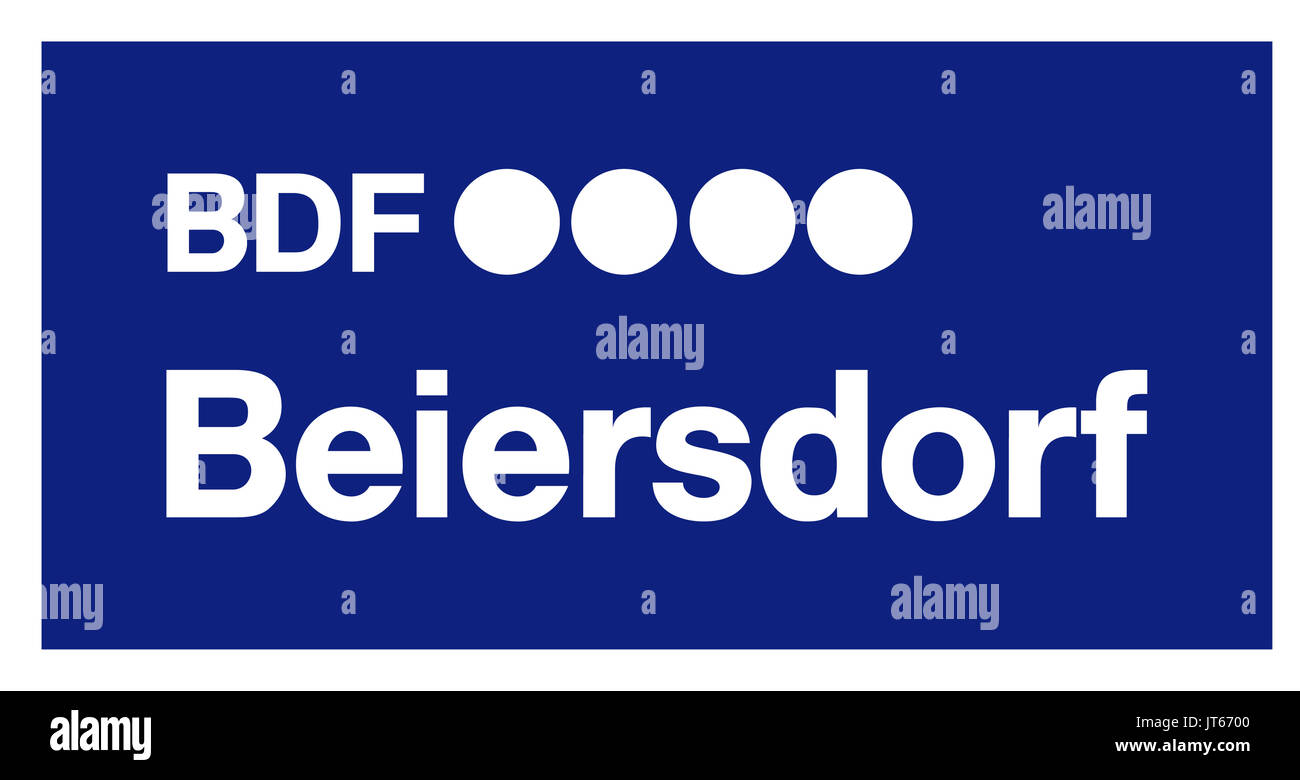 Beiersdorf, Firmenlogo, Deutsche Konsumgüterhersteller, DAX 30-Unternehmen Stockfoto