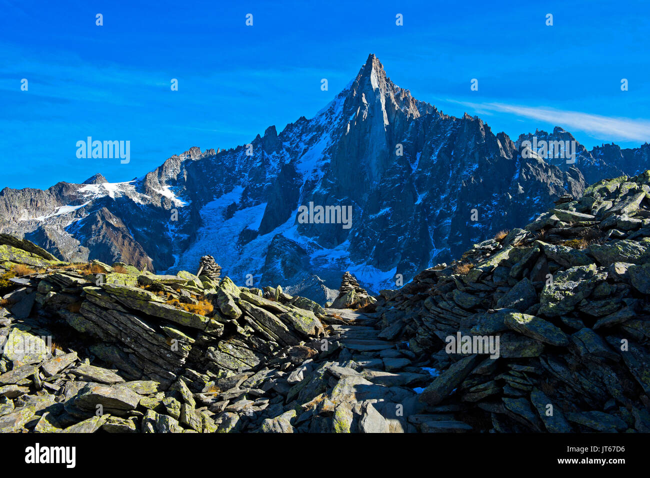 Chamonix (Französische Alpen, Frankreich): Petite Aiguille du Dru, einem Berg in das Mont Blanc Massiv Stockfoto