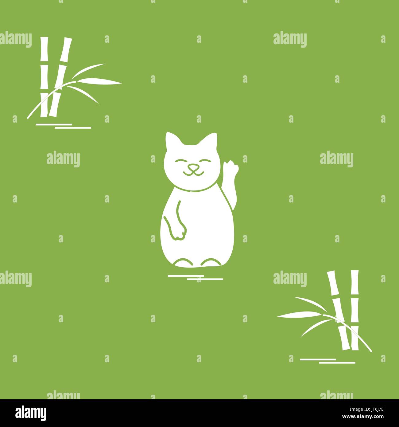 Stilisierte Ikone der japanischen glückliche Katze Maneki Neko. Reisen und Freizeit. Design für Banner, Poster oder Druck. Stock Vektor