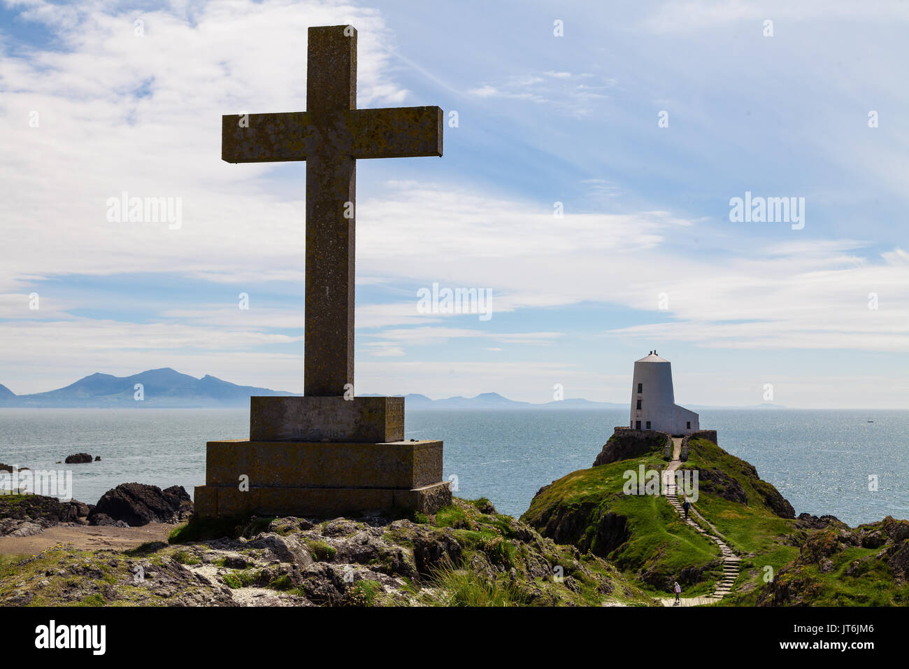 Twr Mawr Leuchtturm auf Llandwyn Insel Angelsey, Sommer Stockfoto