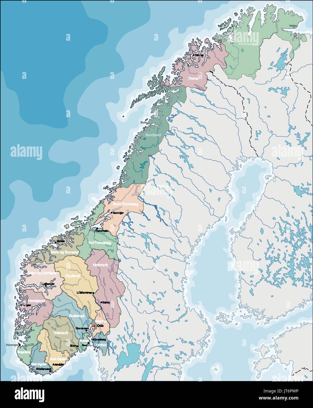Landkarte von Norwegen Stock Vektor