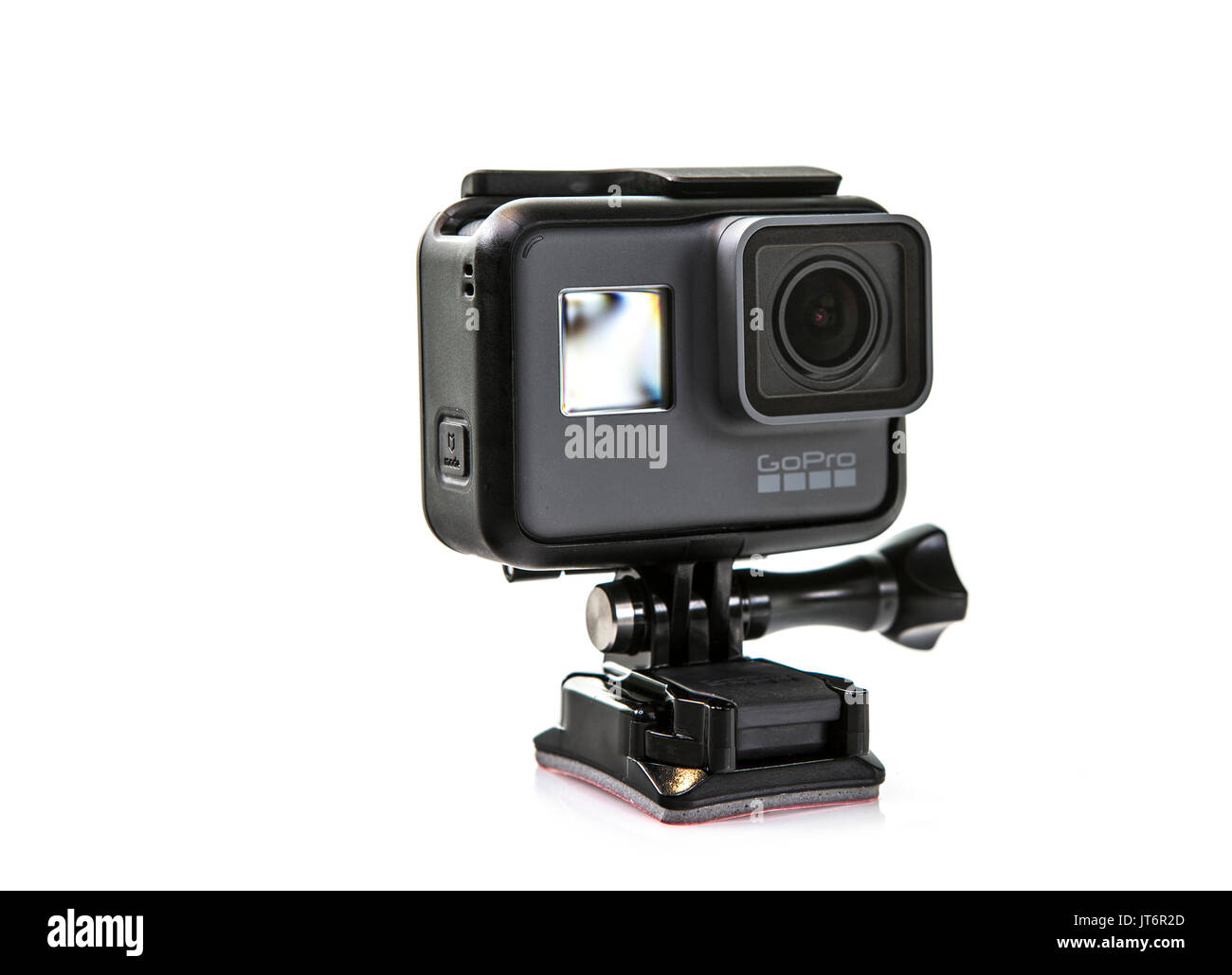 SWINDON, Großbritannien - 8 August, 2017: GoPro Hero 5 schwarze Action Kamera auf weißem Hintergrund Stockfoto