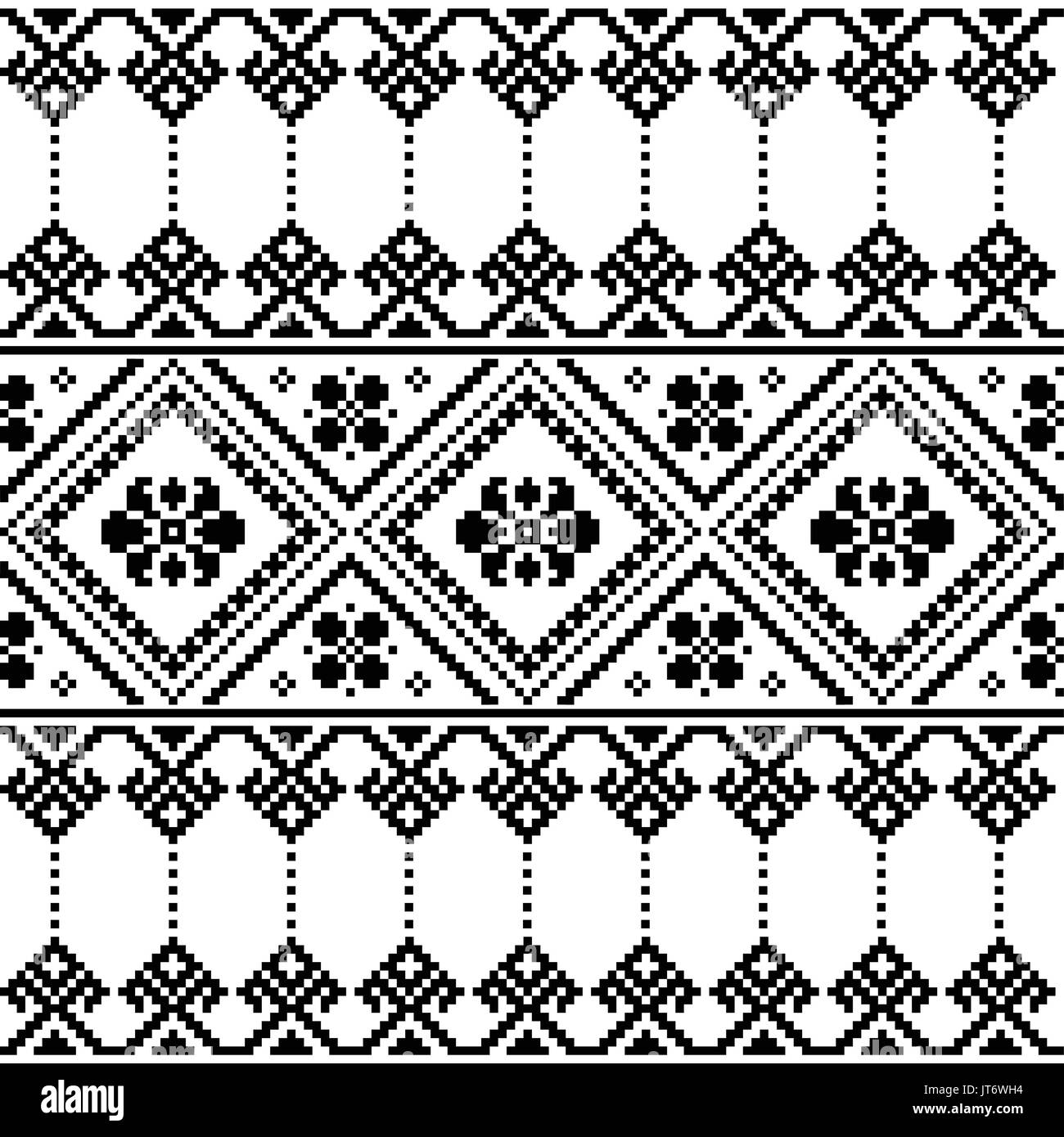 Ukrainische oder Weißrussische Volkskunst Blumenmuster Stickerei Muster oder Drucken Stock Vektor