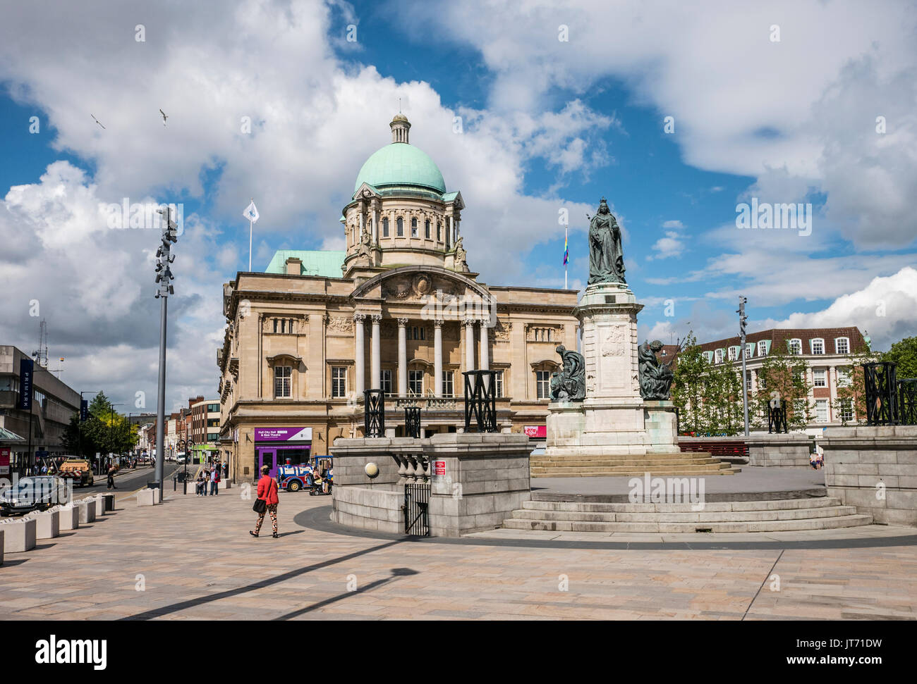 Rathaus Rumpf und die Statue von Queen Victoria Stockfoto