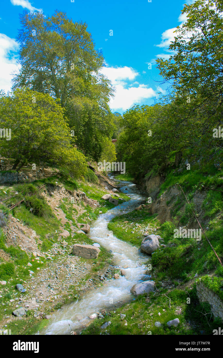 Flusslandschaft, Ordubad, Nachitschewan, Aserbaidschan Stockfoto