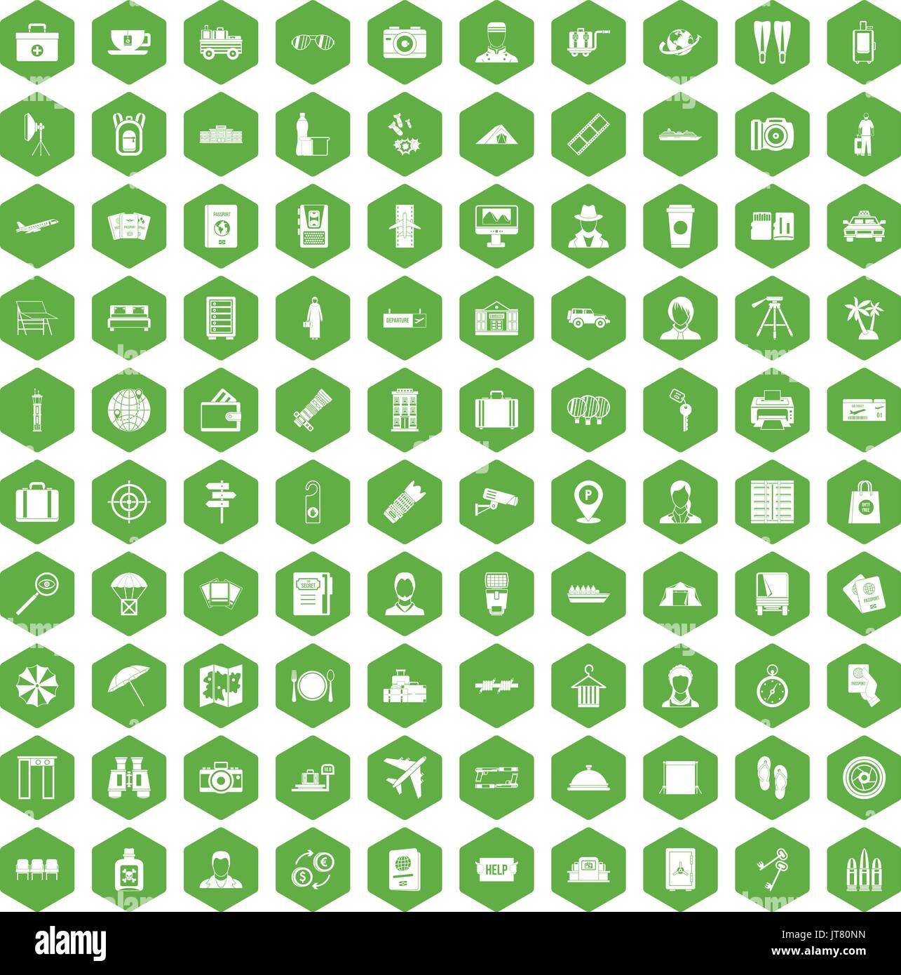 100 Pass Symbole Hexagon grün Stock Vektor
