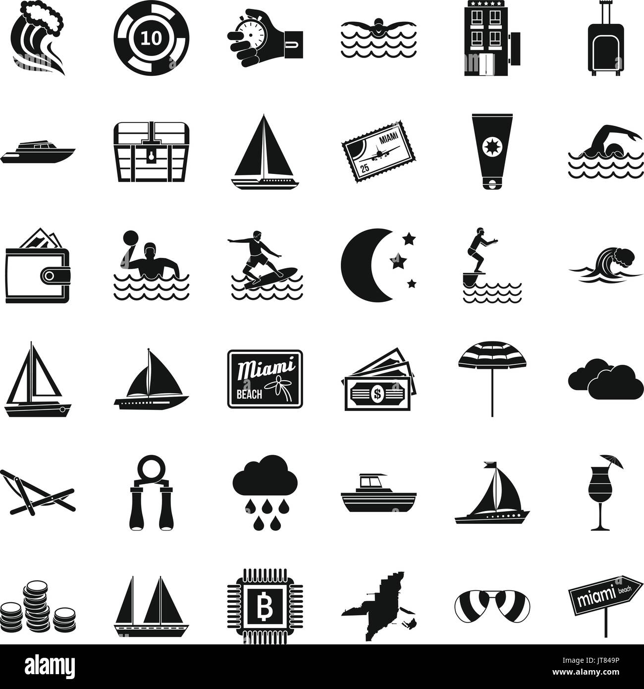 Wasser Sport Icons Set, einfachen Stil Stock Vektor