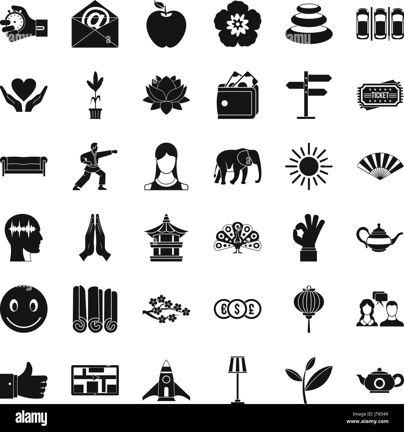 Yoga Studio Icons Set, einfachen Stil Stock Vektor
