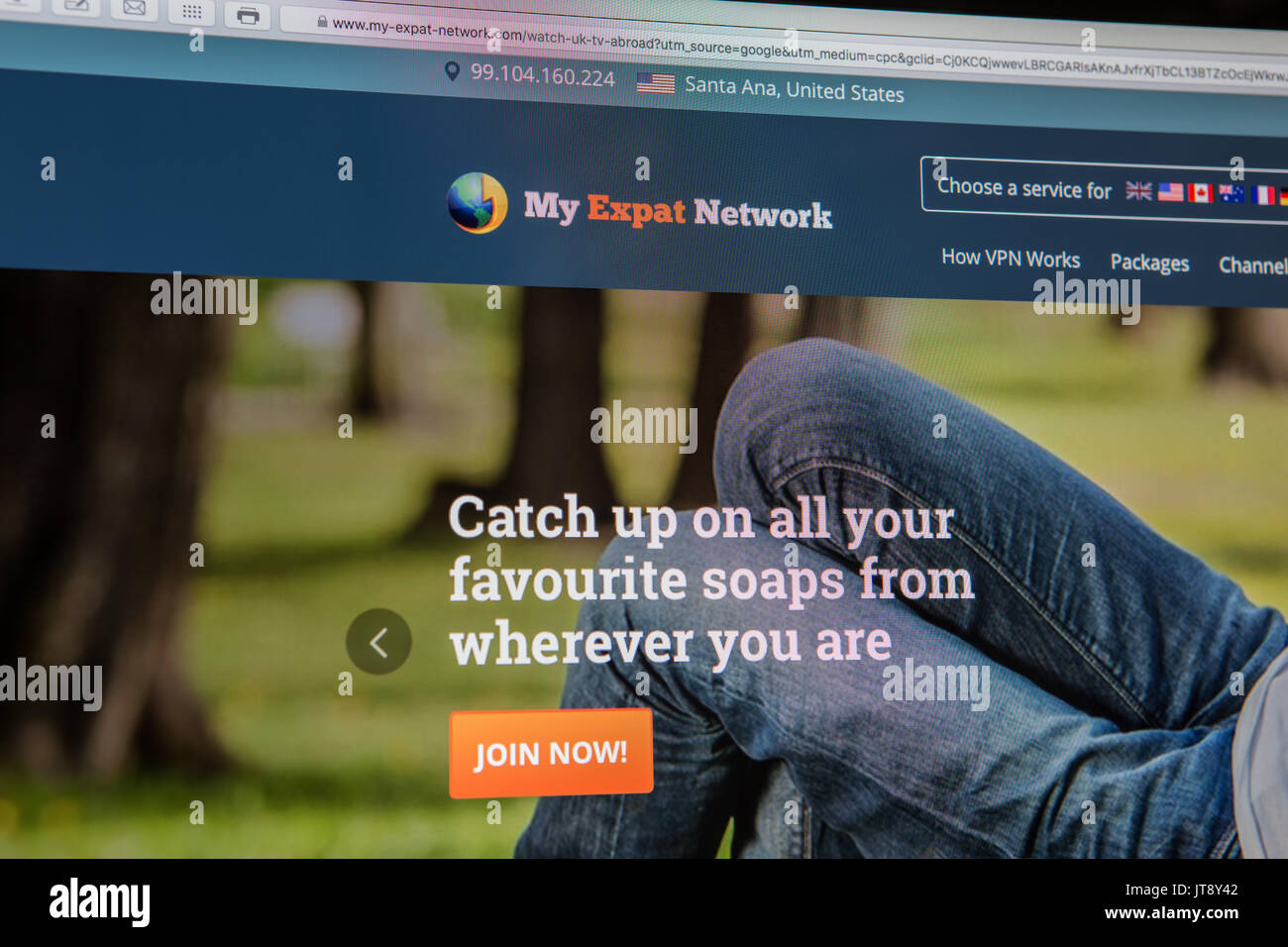 Meine expat Netzwerk. Watch UK TV im Ausland online über ein VPN oder Virtual Private Network, die IPTV-Service für TV-Sender aus der ganzen Welt. Stockfoto