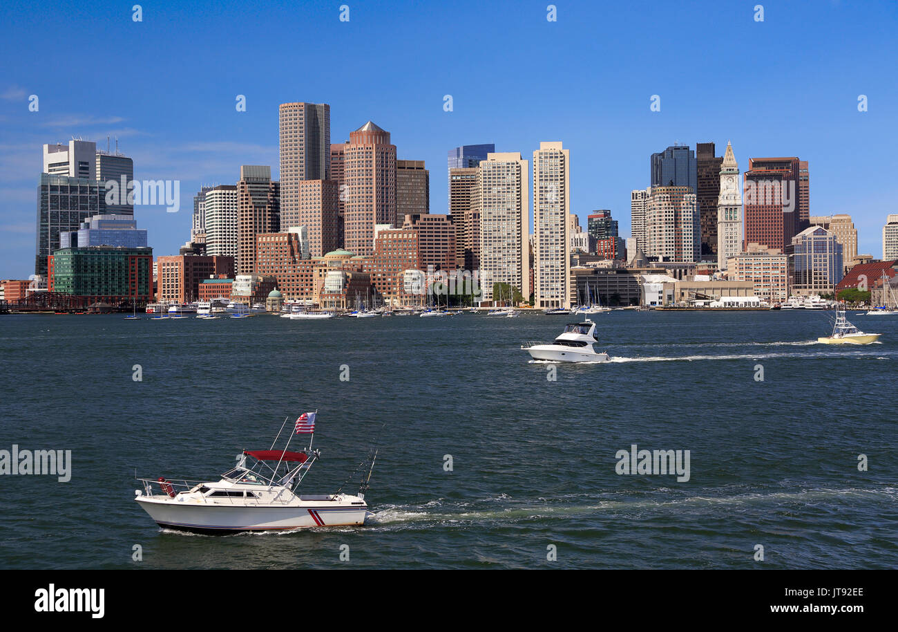 Skyline von Boston und Hafen, USA Stockfoto