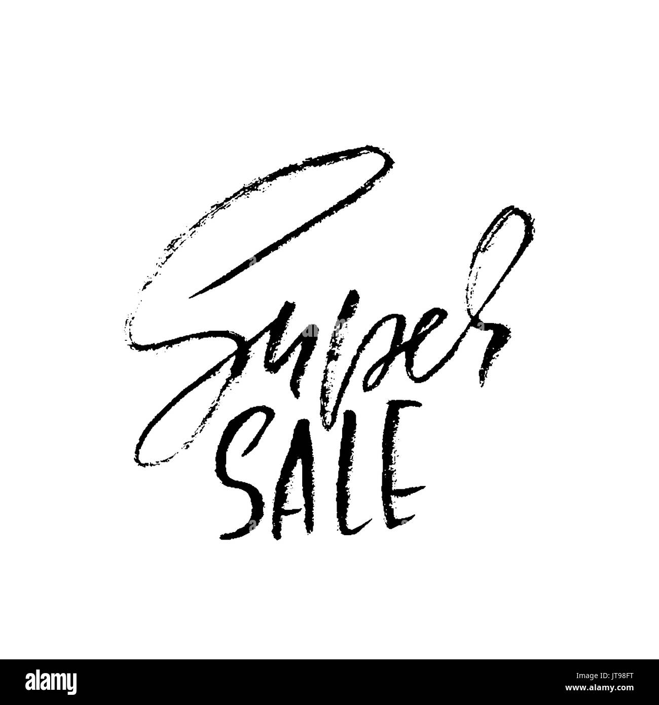 Super Sale Inschrift. Vektor handschriftliche moderne trockene Bürste Schriftzug. Stock Vektor