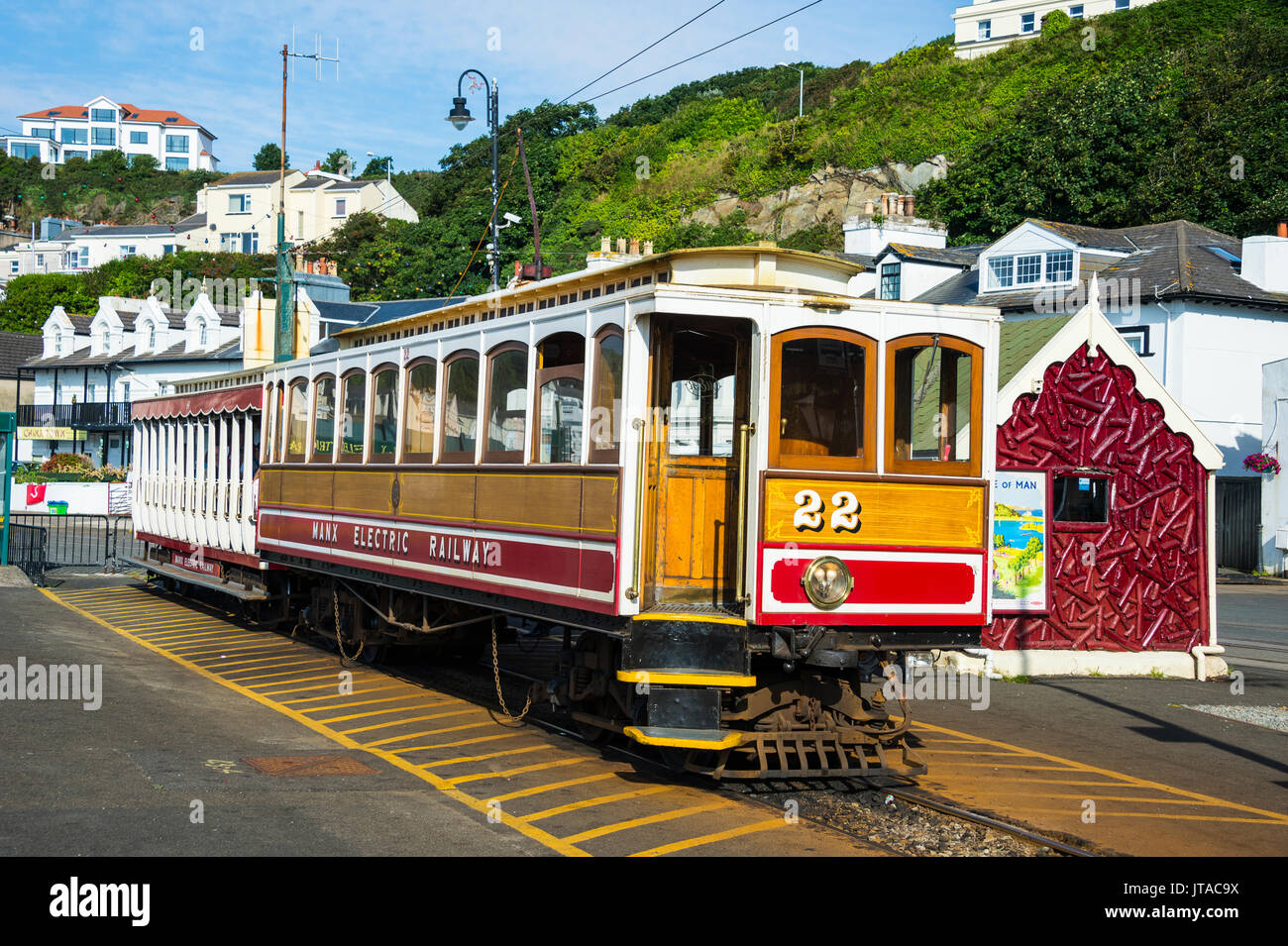 Alte Straßenbahn in Douglas, Isle of Man, Krone Abhängigkeit von Großbritannien, Europa Stockfoto