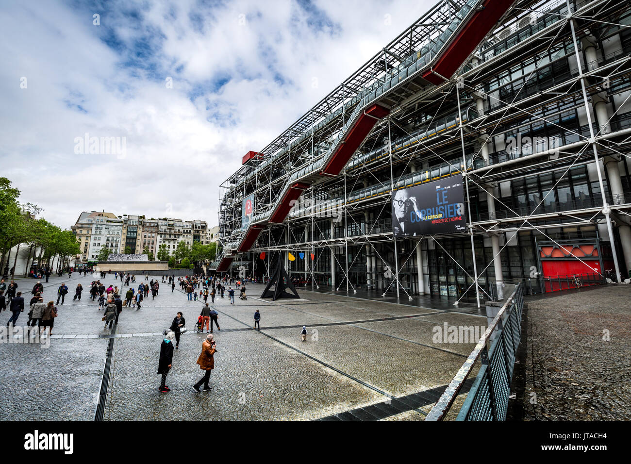 Centre Pompidou (Centre Pompidou) Gebäude in der Beaubourg Gegend des 4. Arrondissement von Paris, Frankreich, Europa Stockfoto