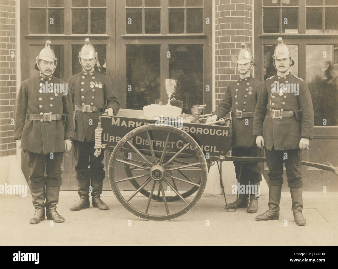 Market Harborough Feuerwehr, Leicestershire, c 1900 s, historisches Archiv Foto Stockfoto