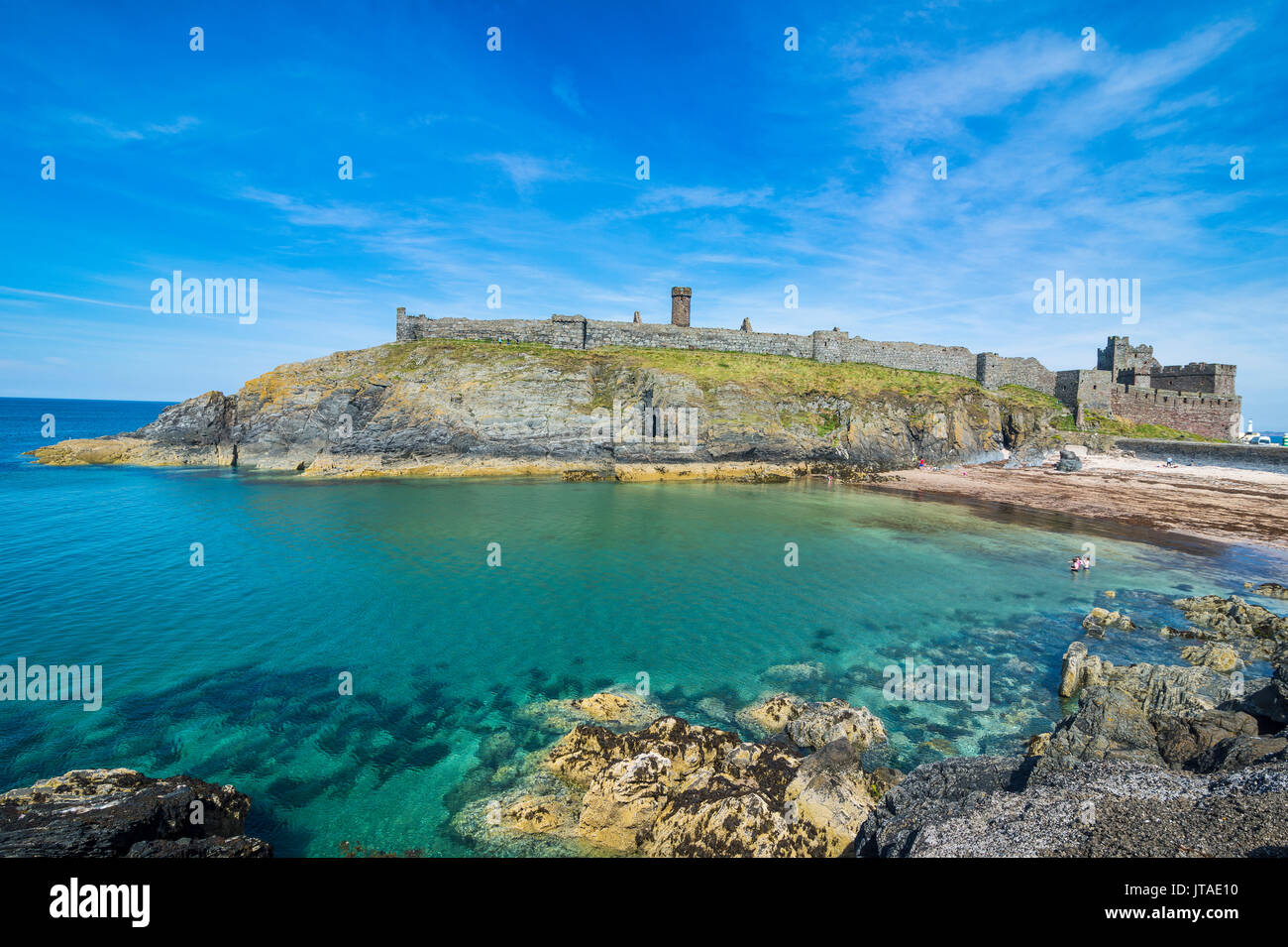 Peel Castle, Schälen, Insel Man, Krone Abhängigkeit von Großbritannien, Europa Stockfoto
