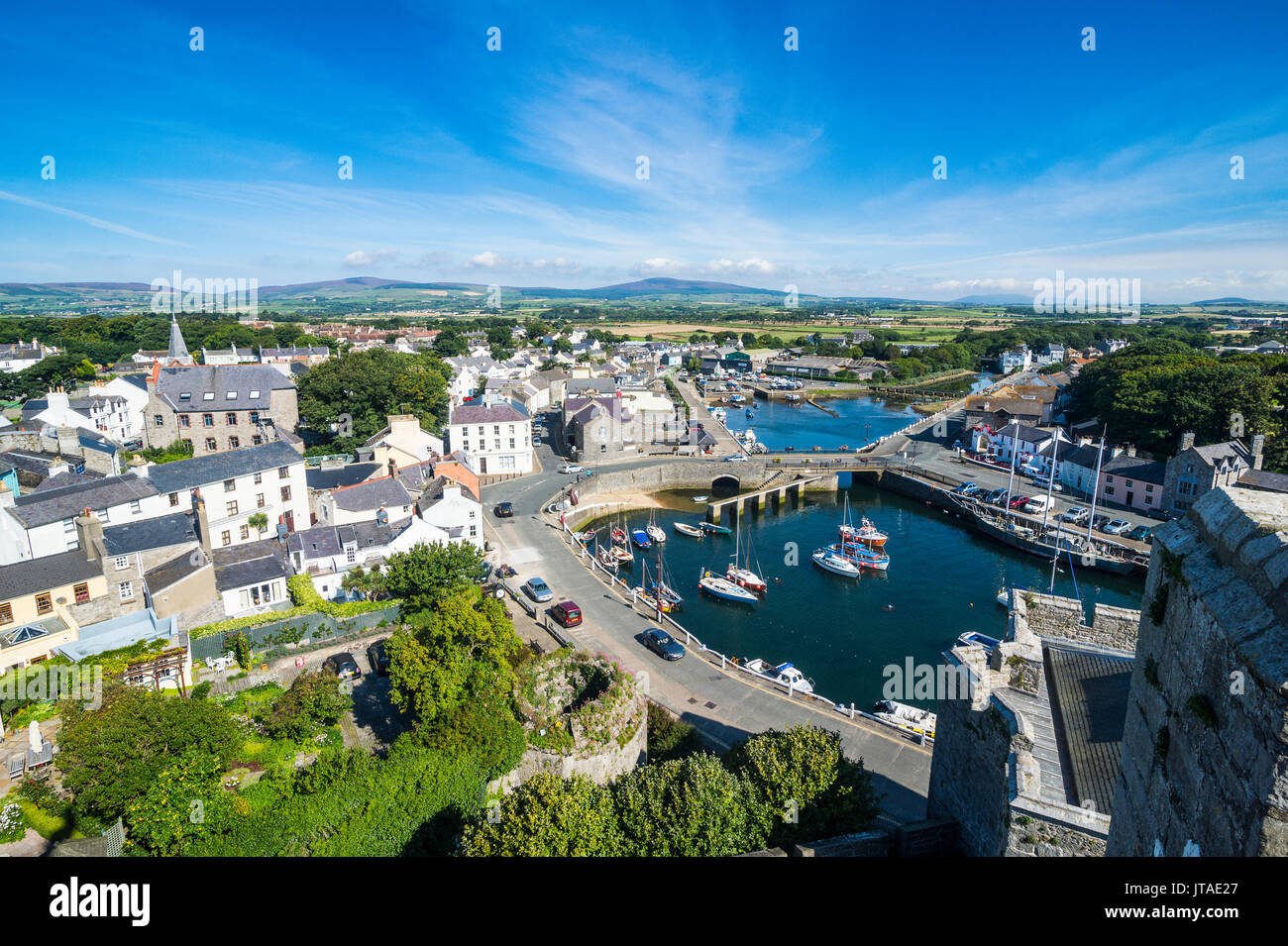 Blicken Sie über Castletown, Insel Man, Krone Abhängigkeit von Großbritannien, Europa Stockfoto