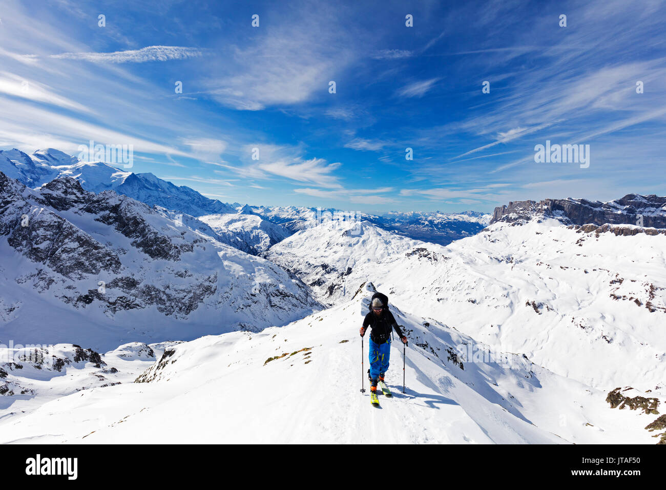 Skitouren auf dem Mont Buet, Chamonix, Rhône-Alpes, Haute Savoie, Französische Alpen, Frankreich, Europa Stockfoto