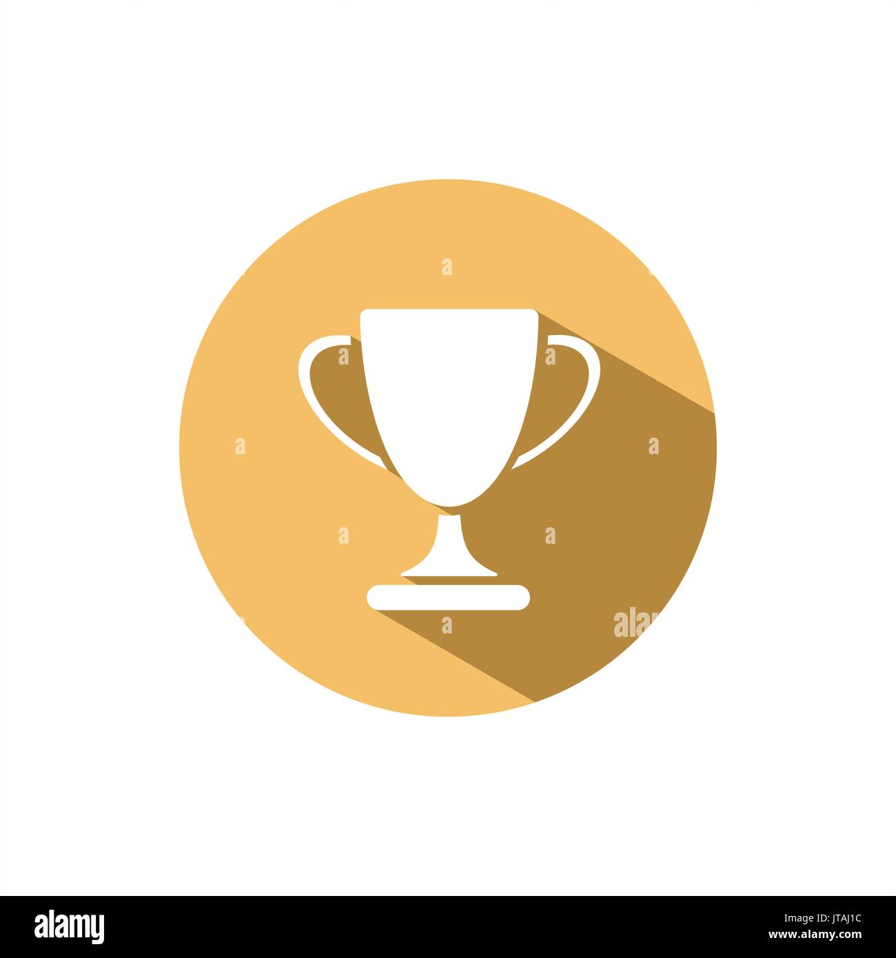 Trophy Symbol mit Schatten auf gelber Kreis Stock Vektor