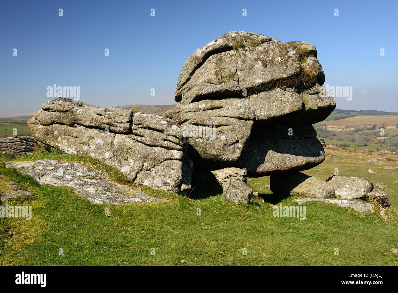 Granit-Tor auf Dartmoor. Stockfoto