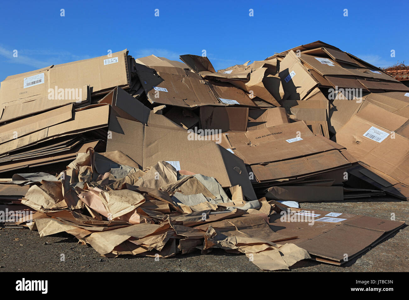 Recycling Unternehmen, Altpapier, Karton, Recyclingbetrieb, Lager Altpapier tätig, Kartons Stockfoto