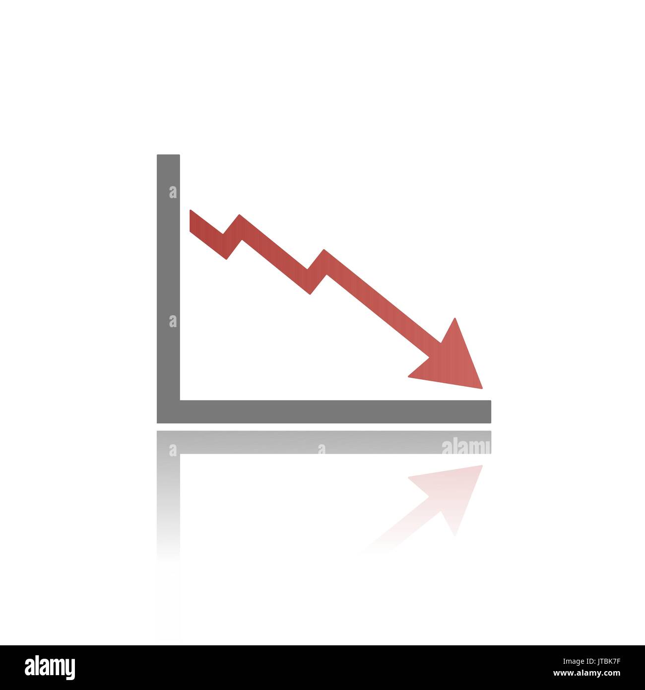 Konkurs Chart Symbol mit Reflexion auf weißem Hintergrund Stock Vektor
