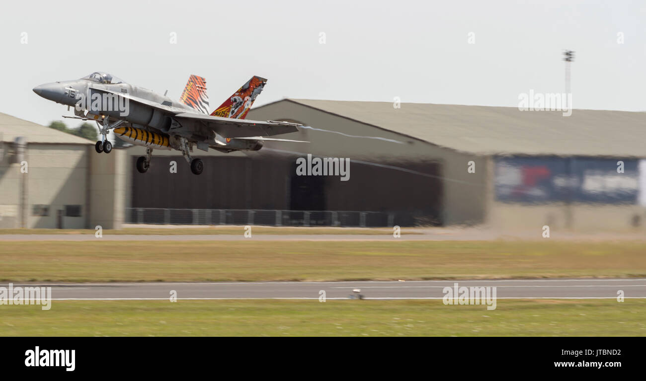 F-18 Hornet, spanisches Air Force-Ausstellungsteam bei der Royal Intenational Air Tattoo Stockfoto
