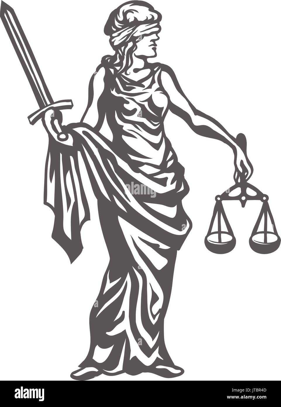 Femida mit mit Schwert und Waage Stock Vektor