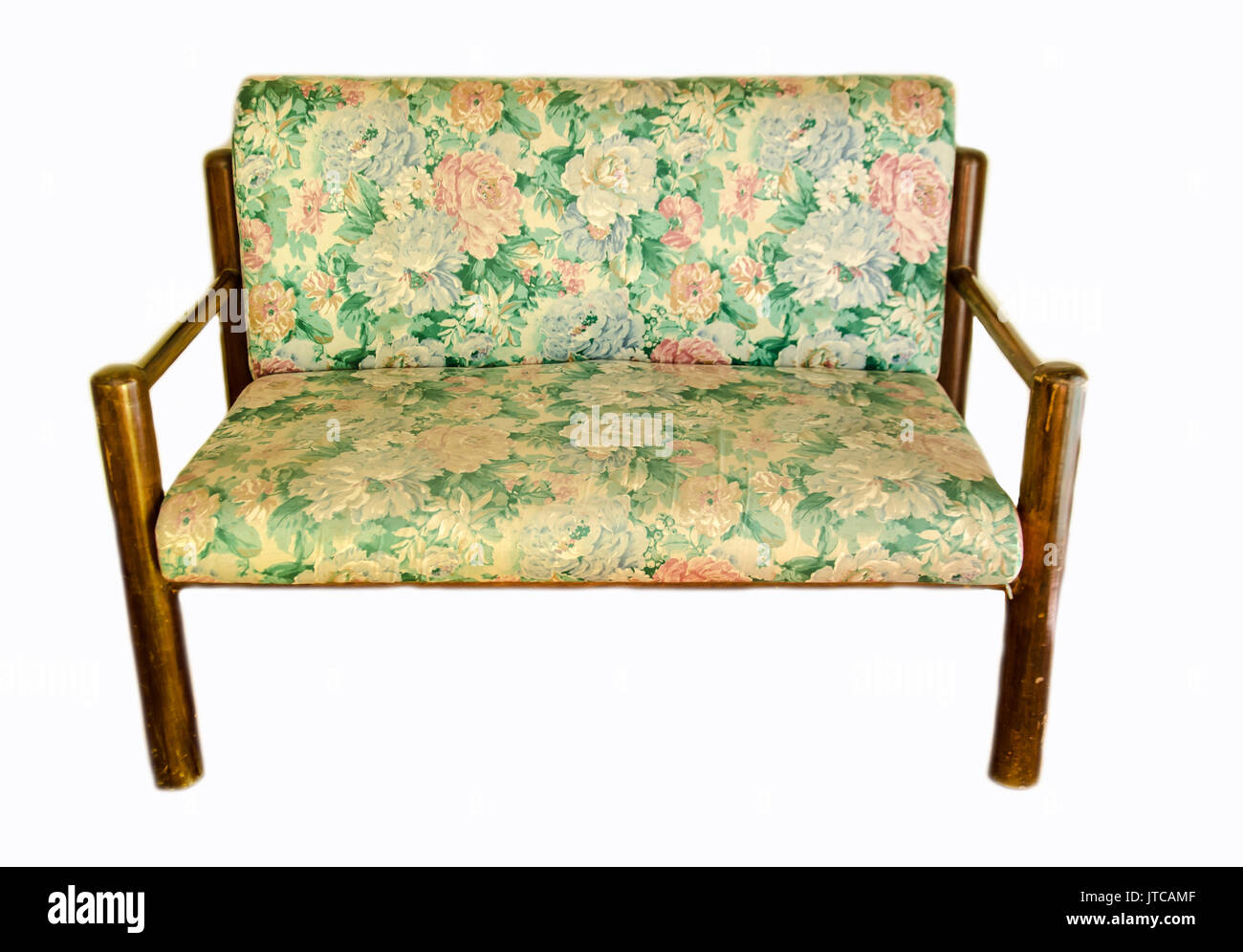 Alte vintage Sofa für die Dekoration auf weißem Hintergrund Stockfoto