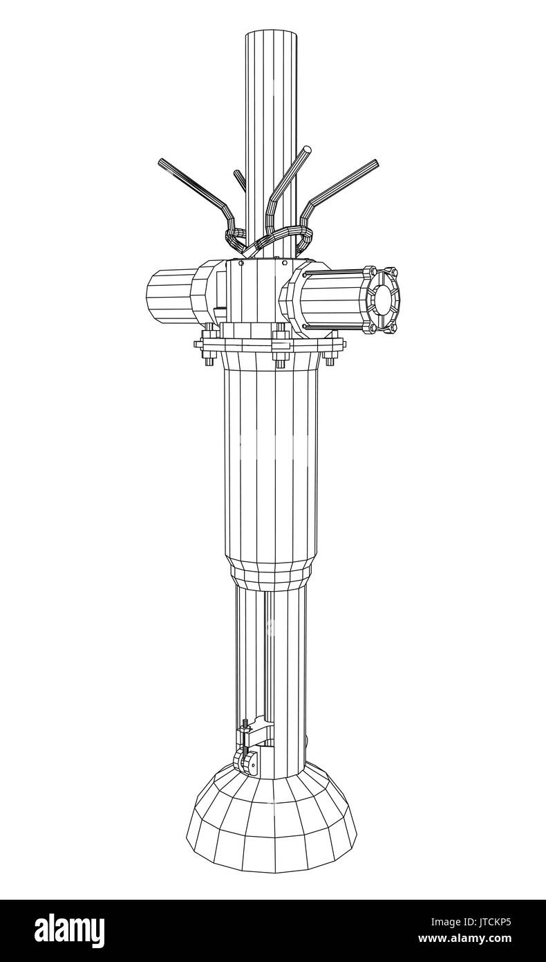 Öl- und Gaspipelines mit Ventil isoliert auf Weiss. Tracing Abbildung: 3d Stock Vektor