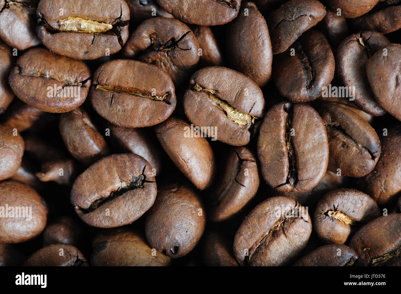 Geröstete Kaffeebohnen Makro Stockfoto