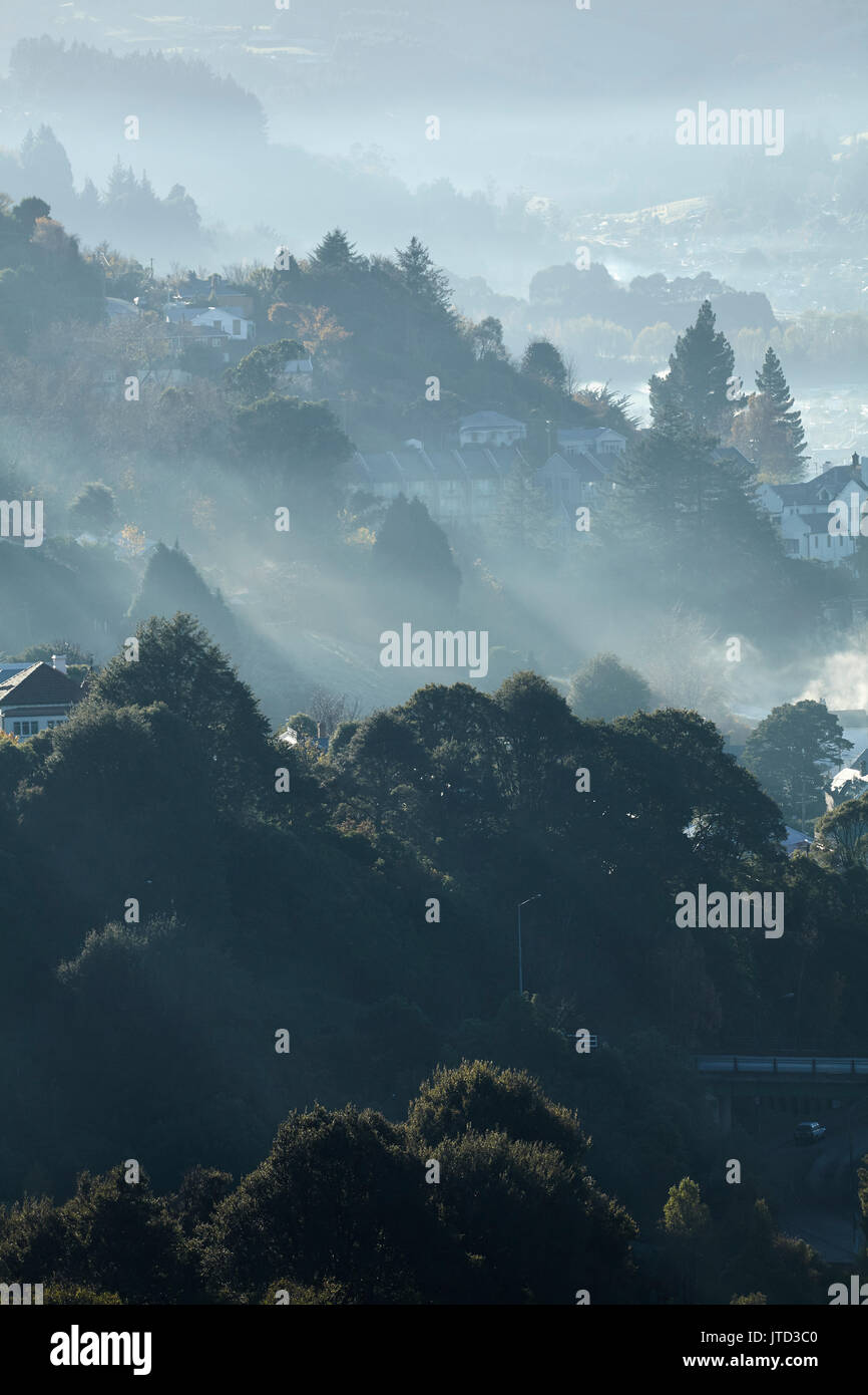 Luftverschmutzung, North East Valley, Dunedin, Otago, Südinsel, Neuseeland Stockfoto
