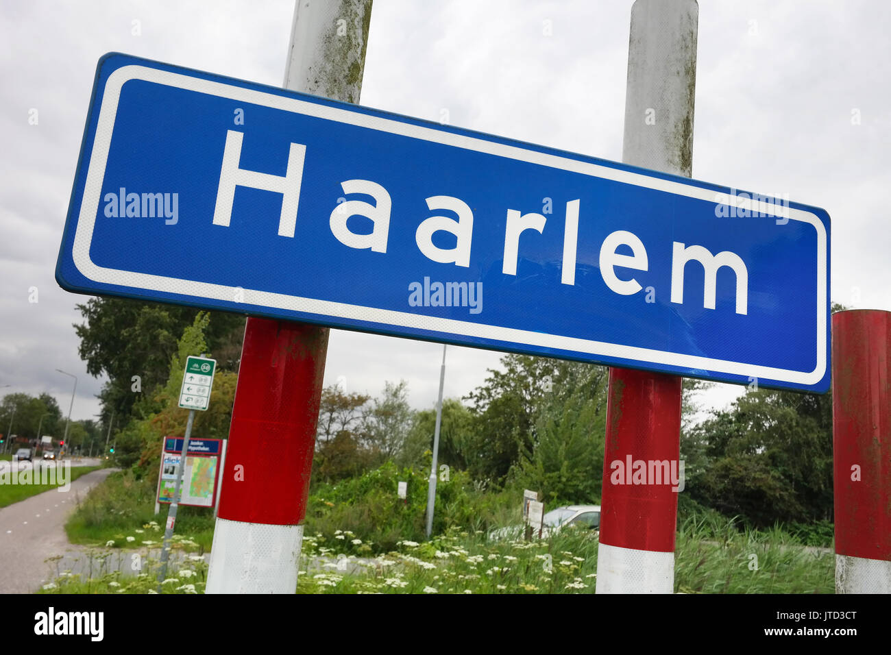 Ortsschild von Haarlem Stockfoto